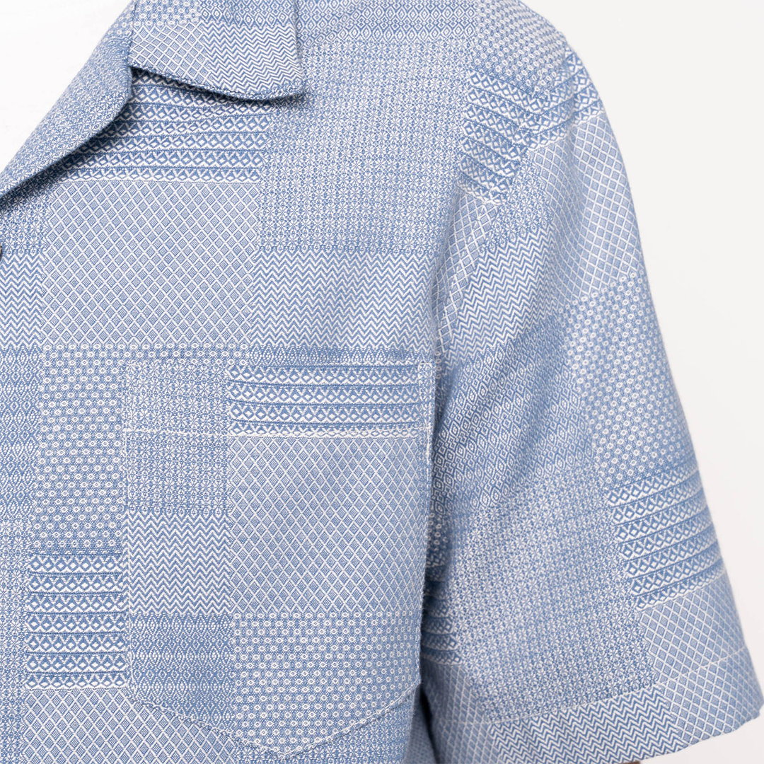 N&F - Aloha Shirt - Dobby Patchwork - Pale Blue