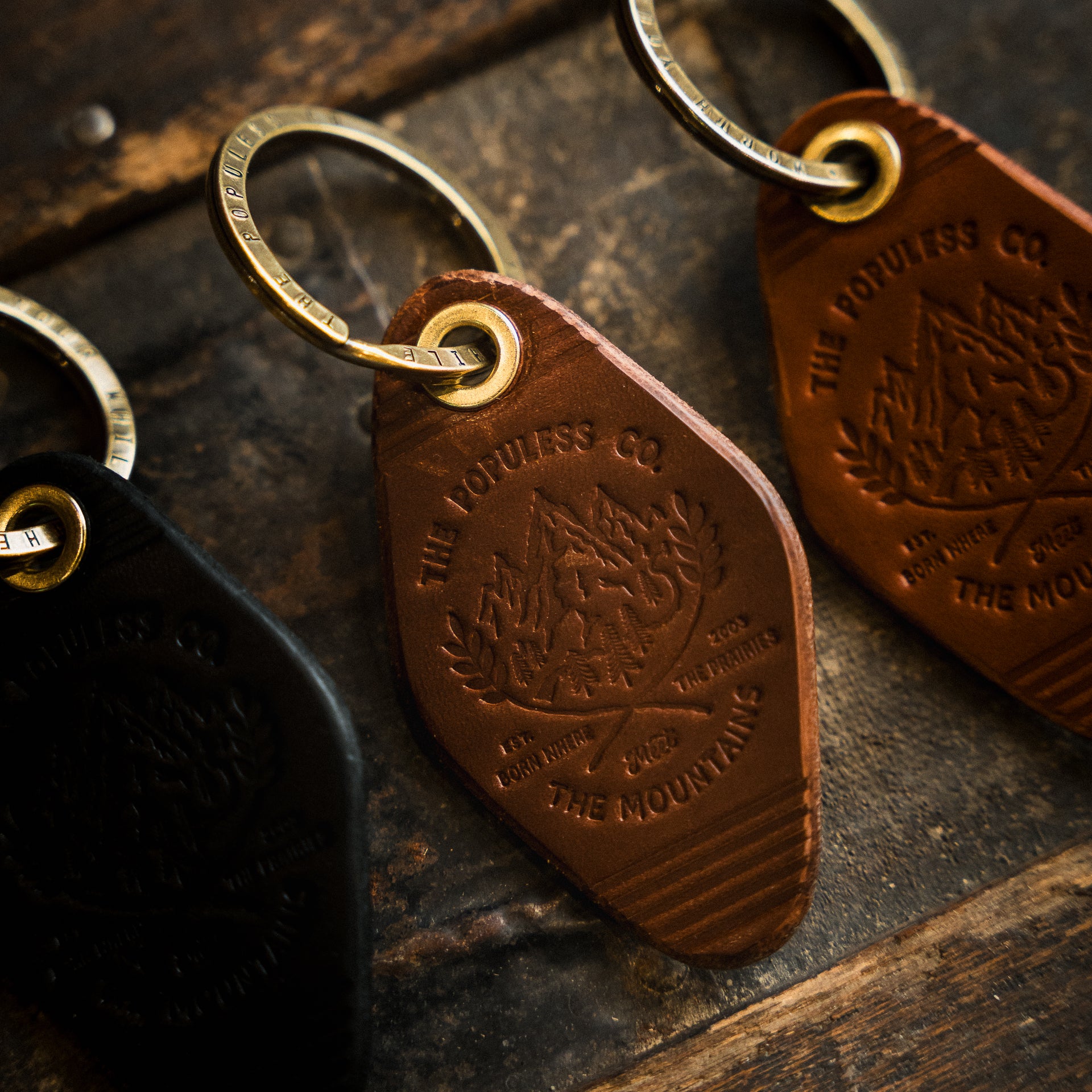 Leather Motel Keychain - Mountains
