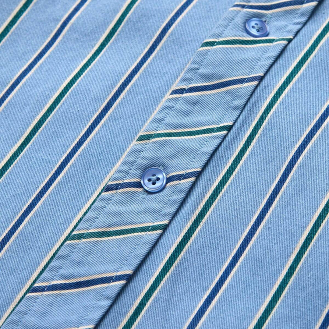 Seager - Amarillo L/S Shirt - Steel Blue Stripe