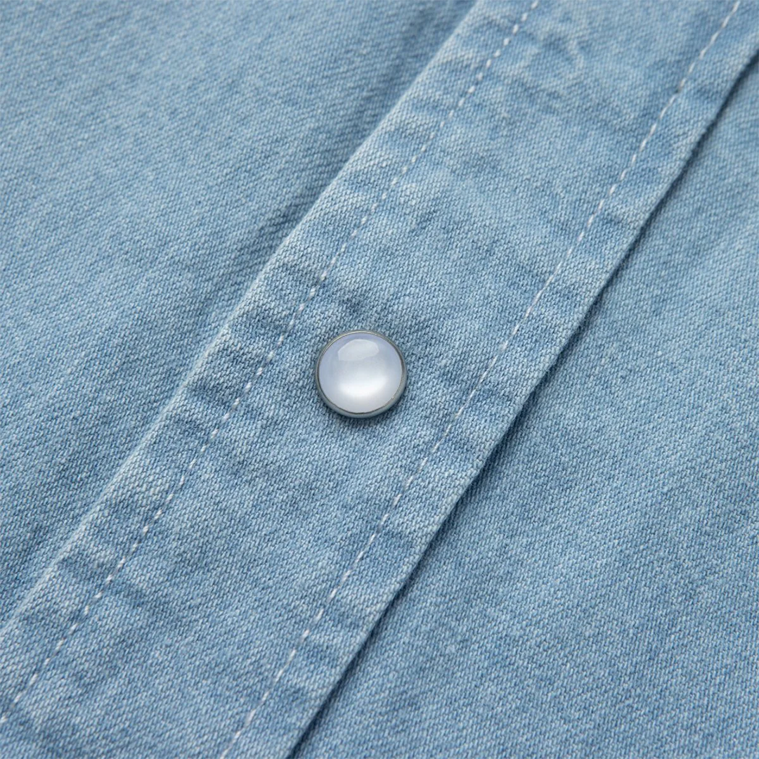 Seager - Reagan Pearl Snap - Light Wash Indigo