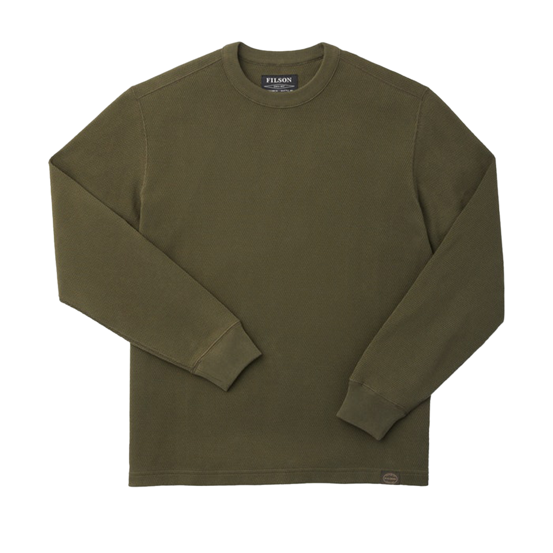 Waffle Knit Thermal Crewneck - Mossy Rock
