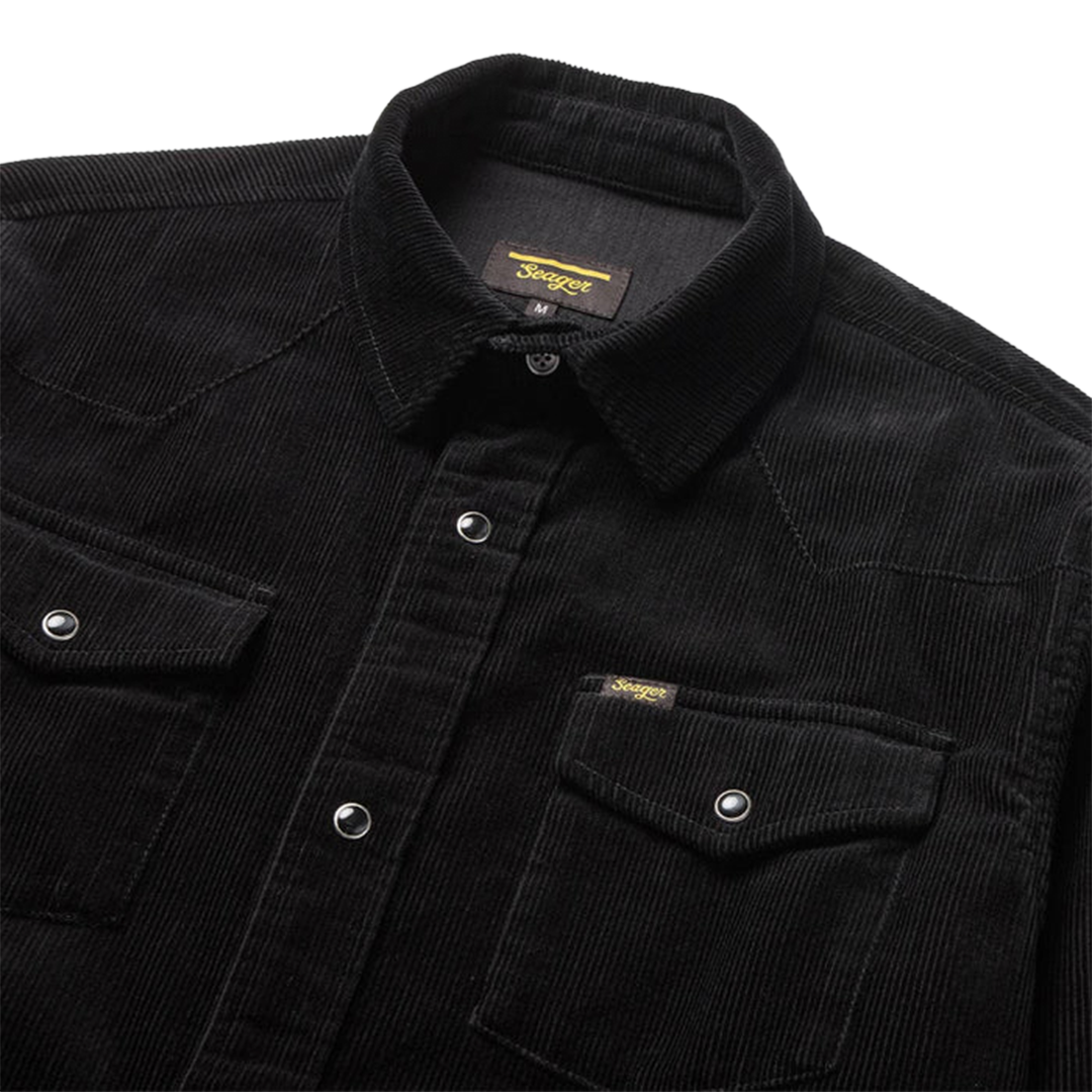 Seager - Reagan Pearl Snap - Black Corduroy
