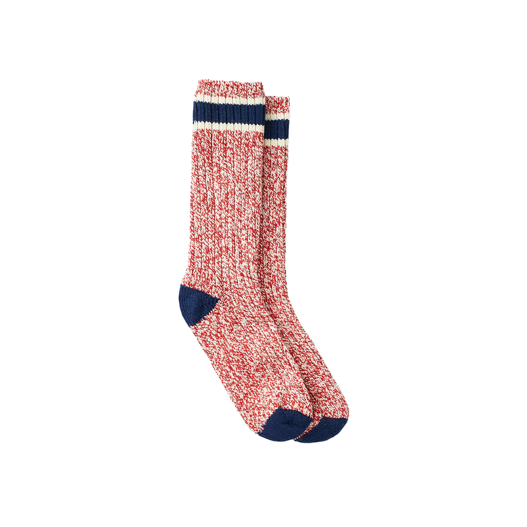 Wool Blend Ragg Crew Sock - Red / Navy