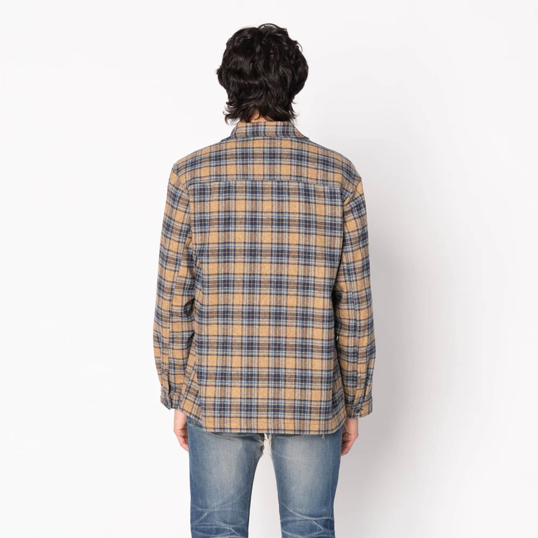 N&F - Work Shirt - Triple Twist Yarn Flannel - Blue Beige